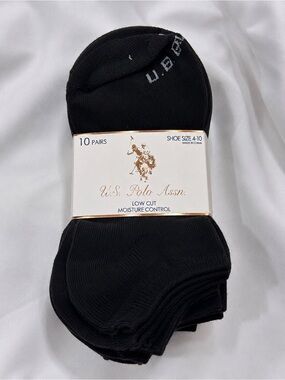 U.S. Polo Assn. Black Low Cut Athletic Socks - 10 Pairs